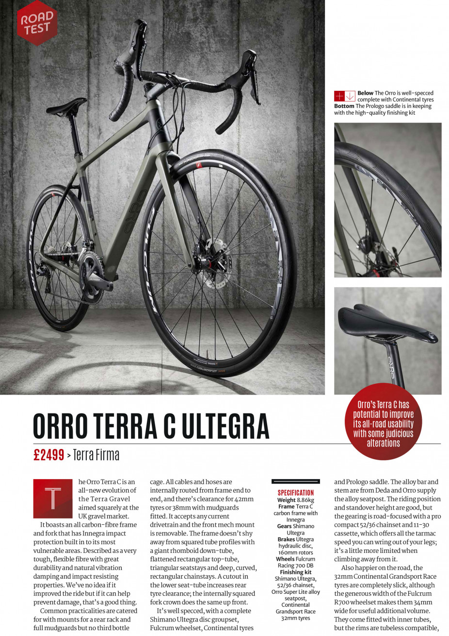 Screenshot of a review by the Cycling Plus of Orro Bikes Terra C