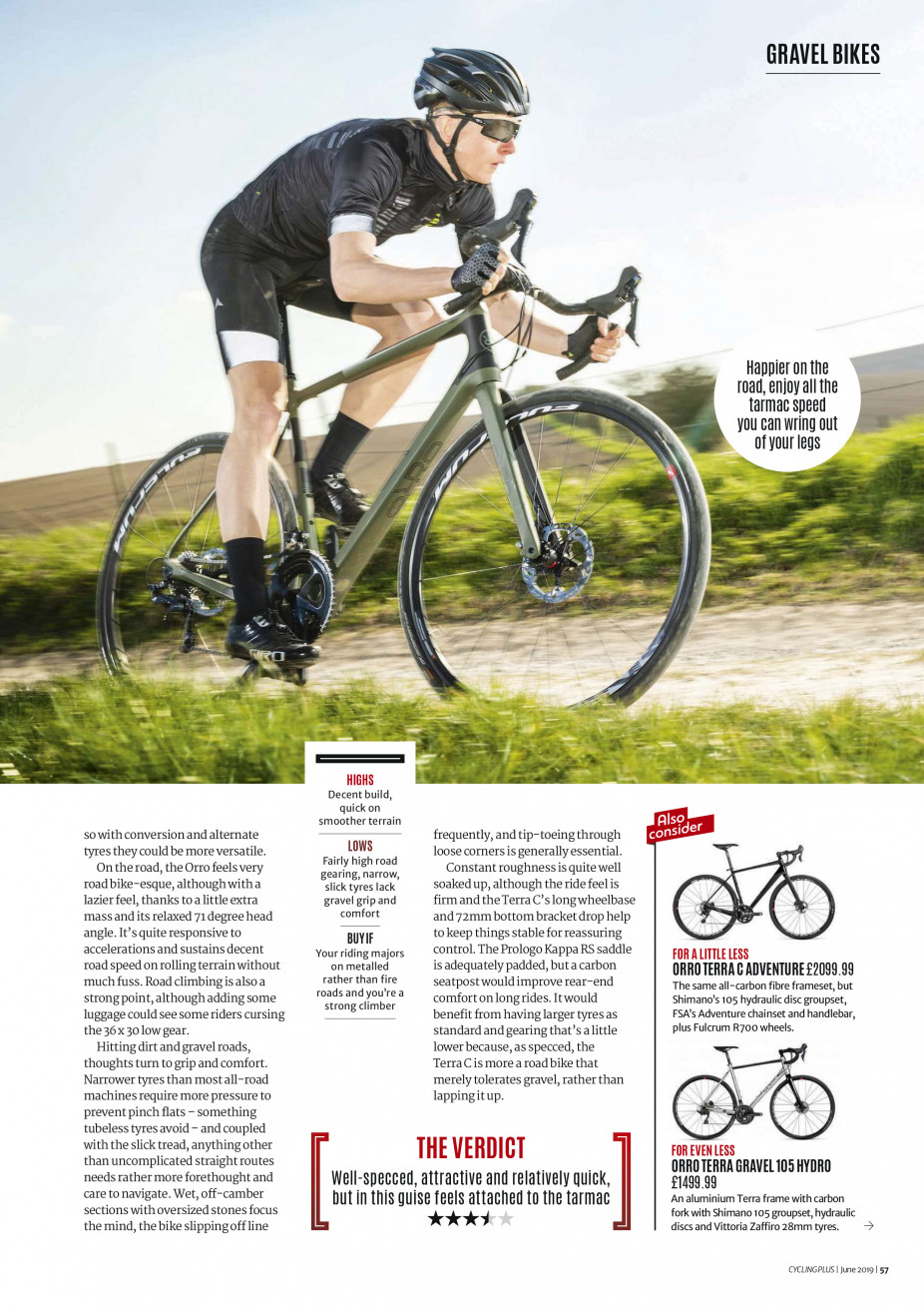 Screenshot of a review by the Cycling Plus of Orro Bikes Terra C