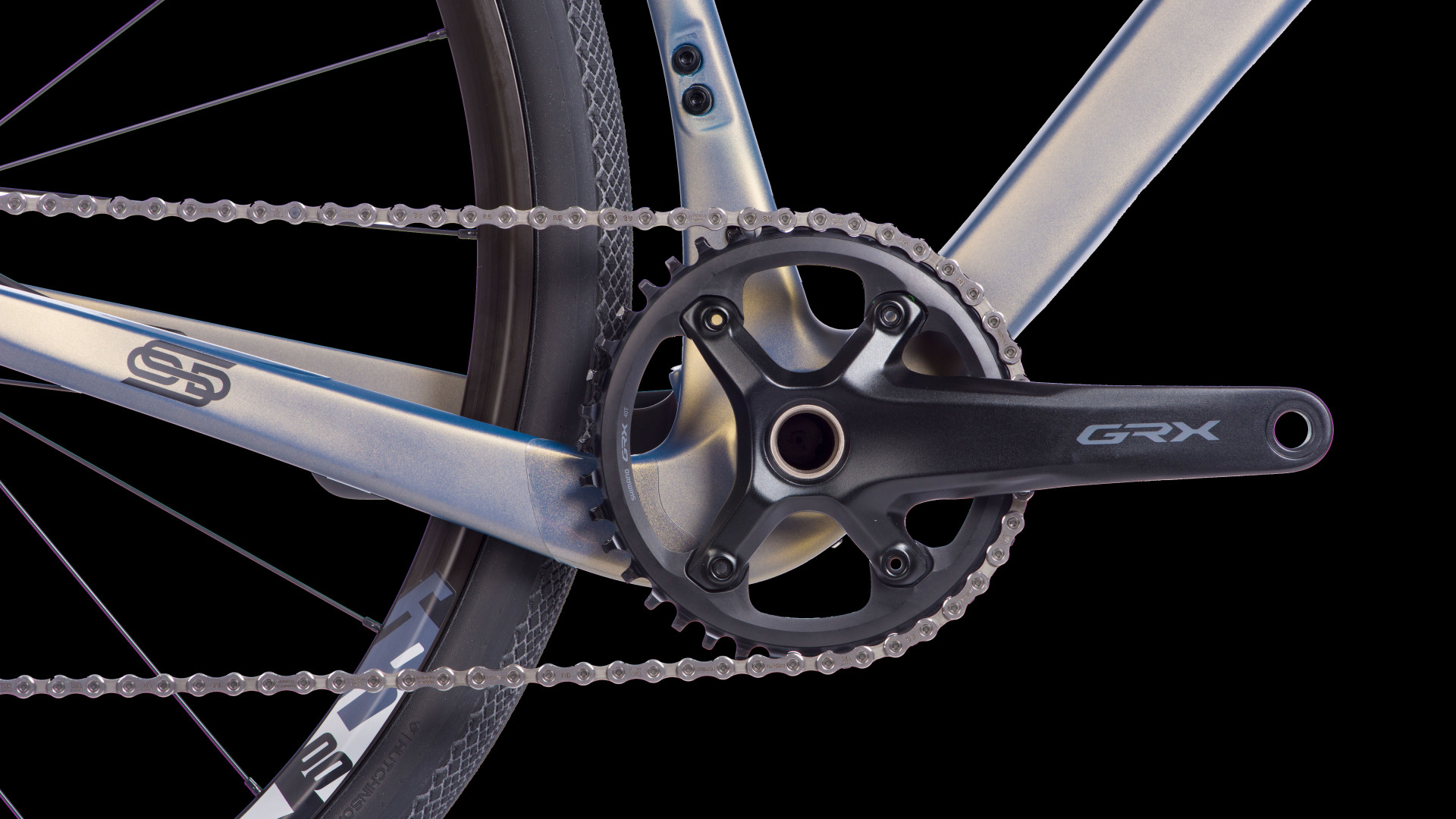 Detailed shot of the New Orro 1x Terra C bike crankset