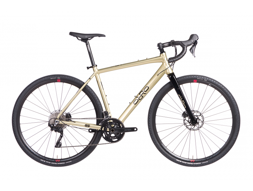 Blue Orro Terra 105 gravel bike with disc brakes and Shimano 105 groupset